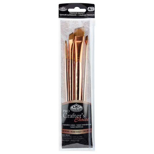 RCC PRO101-ZP - Crafter's Choice™ Pro 4pc Synthetic Sable Angular Brush Set