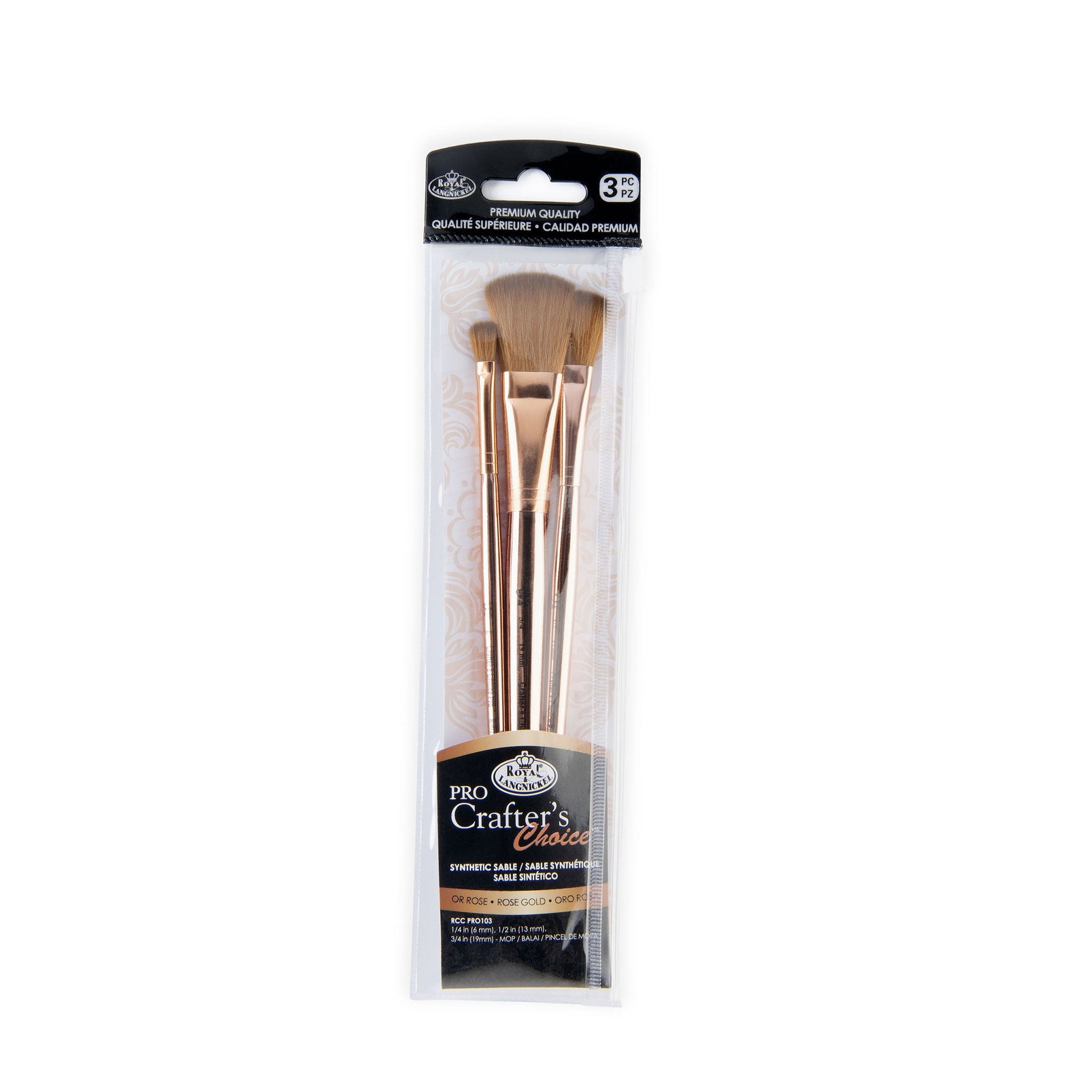 RCC PRO103-ZP | Crafter's Choice™ Pro 3pc Synthetic Sable Mop Brush Se ...