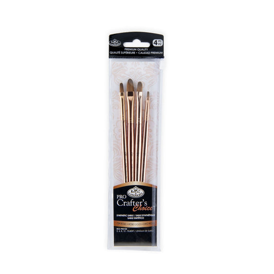 RCC PRO104-ZP - Crafter's Choice™ Pro 4pc Synthetic Sable Filbert Brush Set packaging front