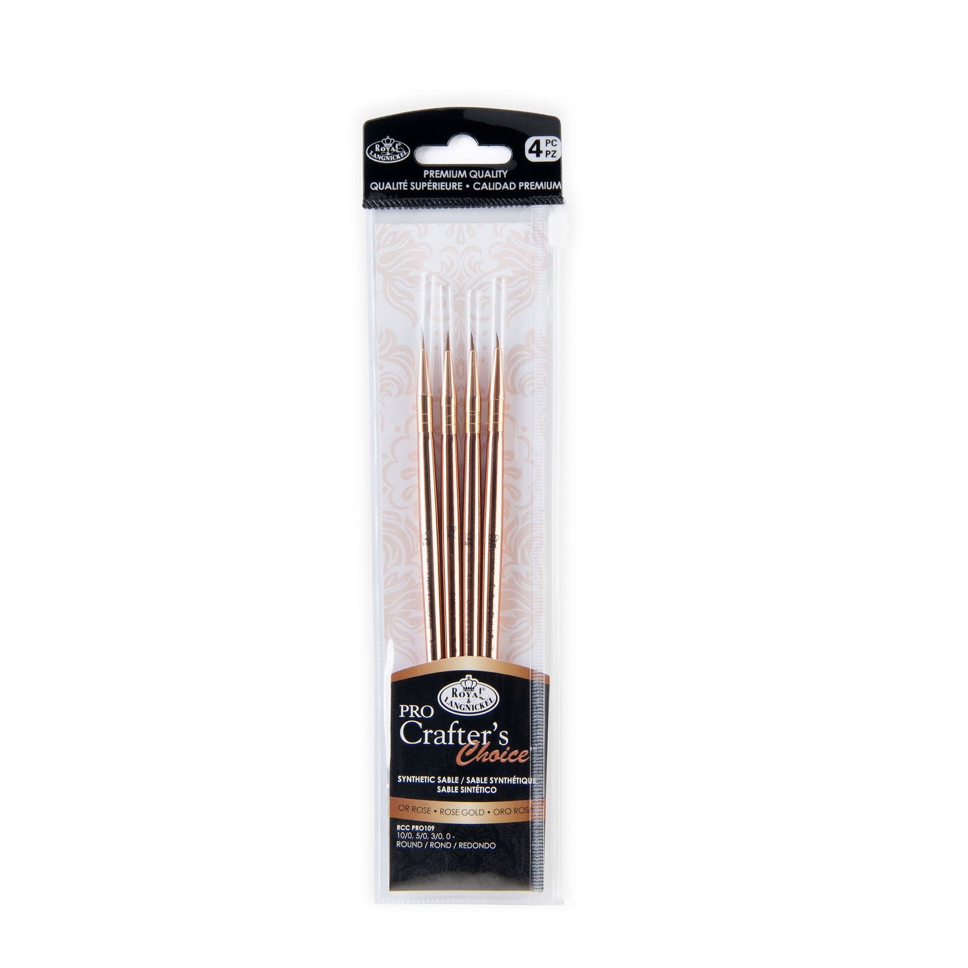 RCC PRO109-ZP - Crafter's Choice™ Pro 4pc Synthetic Sable Round Brush Set packaging front