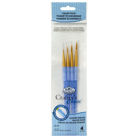 RCC 201 - Crafter's Choice™ 4pc Golden Taklon Round Brush Set