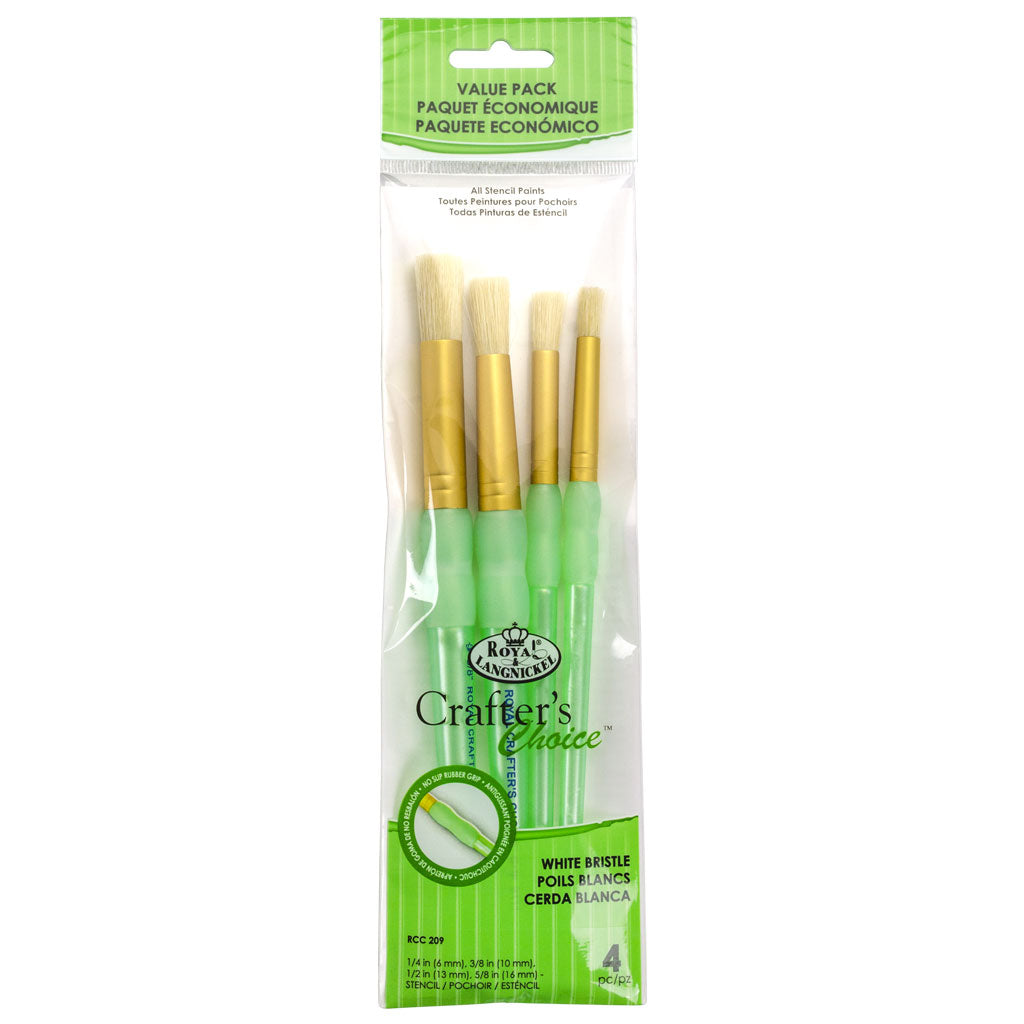 RCC 209 - Crafter's Choice™ 4pc White Bristle Stencil Brush Set