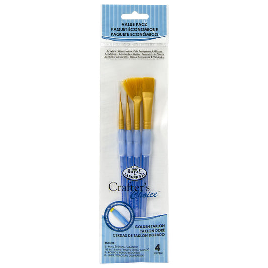 RCC 218 - Crafter's Choice™ 4pc Golden Taklon Variety Brush Set