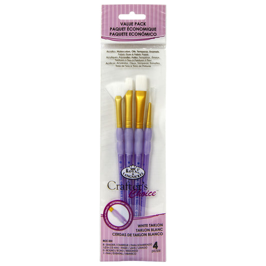 RCC 222 - Crafter's Choice™ 4pc White Taklon Variety Brush Set