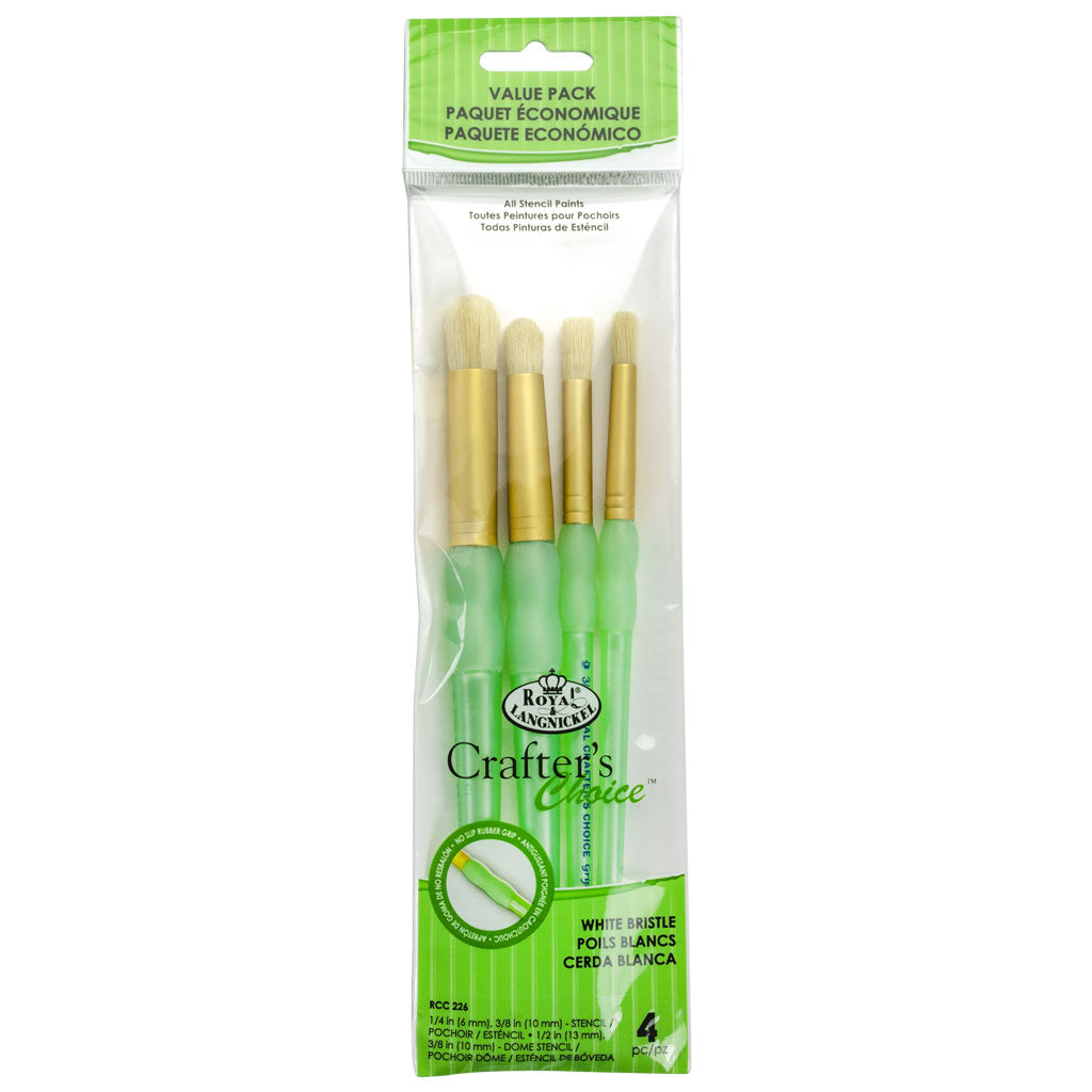 RCC 226 - Crafter's Choice™ 4pc White Bristle Stencil Brush Set