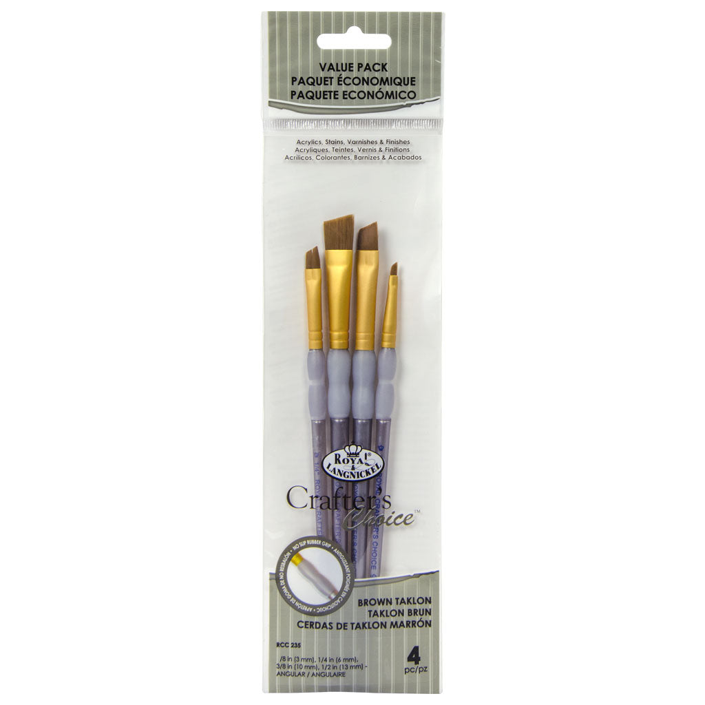 RCC 235 - Crafter's Choice™ 4pc Brown Taklon Angular Brush Set