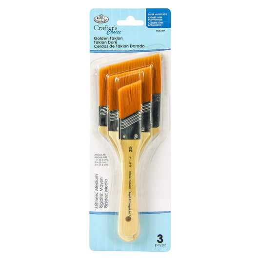 RCC 801 - Crafter's Choice™ 3pc Golden Taklon Large Area Angular Brush Set