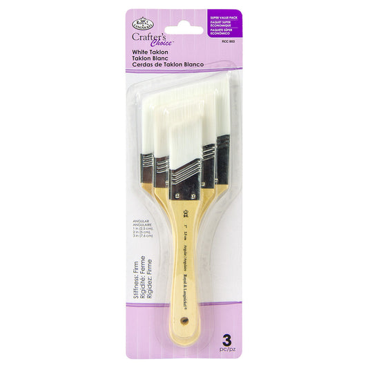 RCC 803 - Crafter's Choice™ 3pc White Taklon Large Area Angular Brush Set