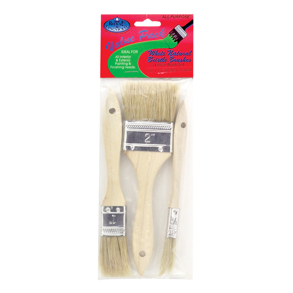 RCHP-512 - 3pc Natural Bristle Wooden Chip Brush Set