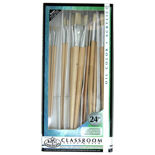 RCVP-106 - Classroom 24pc Bristle Hair Long Handle Brush Set