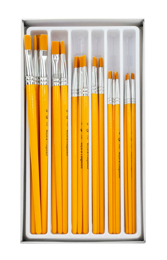 RCVP-116 | Gold Taklon Standard Handle 30pc Flat Brush Value Set