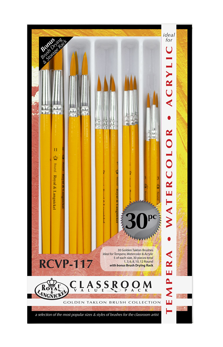 RCVP-117 | Gold Taklon Standard Handle 30pc Round Brush Value Set