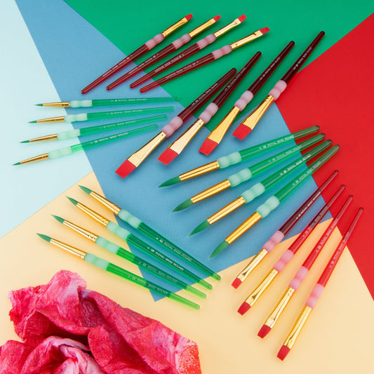 RCVP-BK203 - Big Kid's Choice™ 24pc Acrylic & Watercolor Flat/Round Brush Set glam