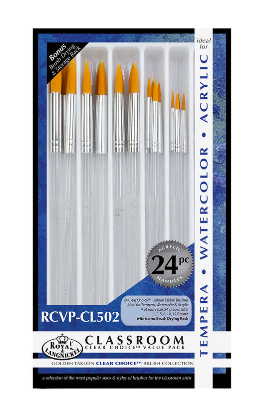 RCVP-CL502 | Clear Choice 24pc Golden Taklon Round Brush Set