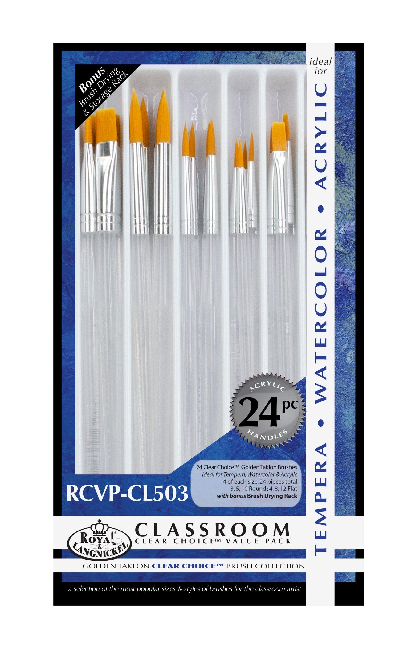 RCVP-CL503 | Clear Choice 24pc Golden Taklon Combo Brush Set