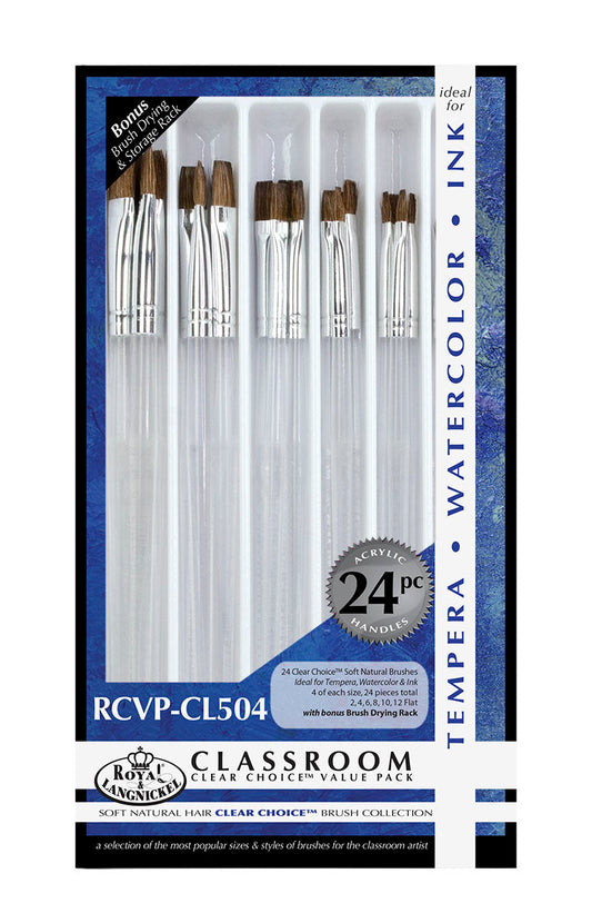 RCVP-CL504 | Clear Choice 24pc Natural Hair Flat Brush Set