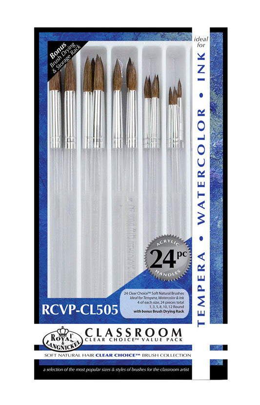 RCVP-CL505 | Clear Choice 24pc Natural Hair Round Brush Set