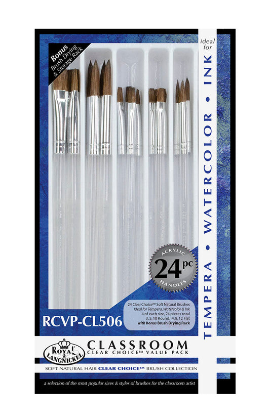 RCVP-CL506 | Clear Choice 24pc Natural Hair Combo Brush Set