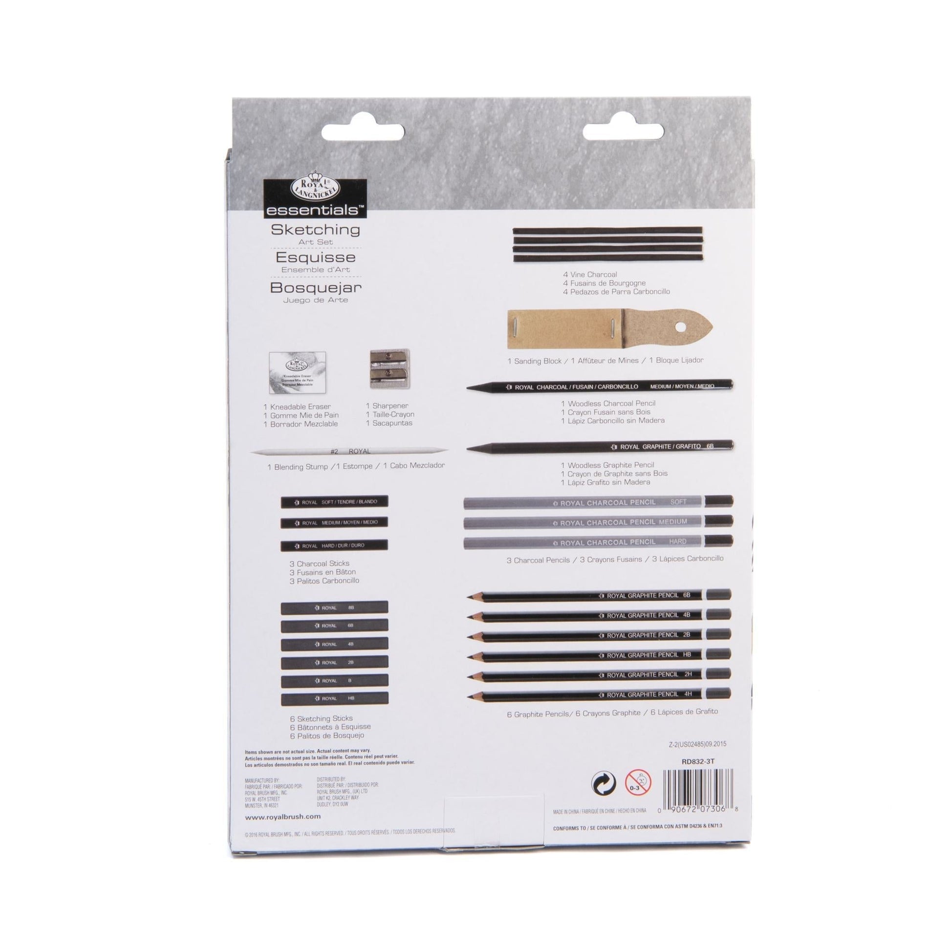 RD832 - Sketching Art Set - 28pc packaging back