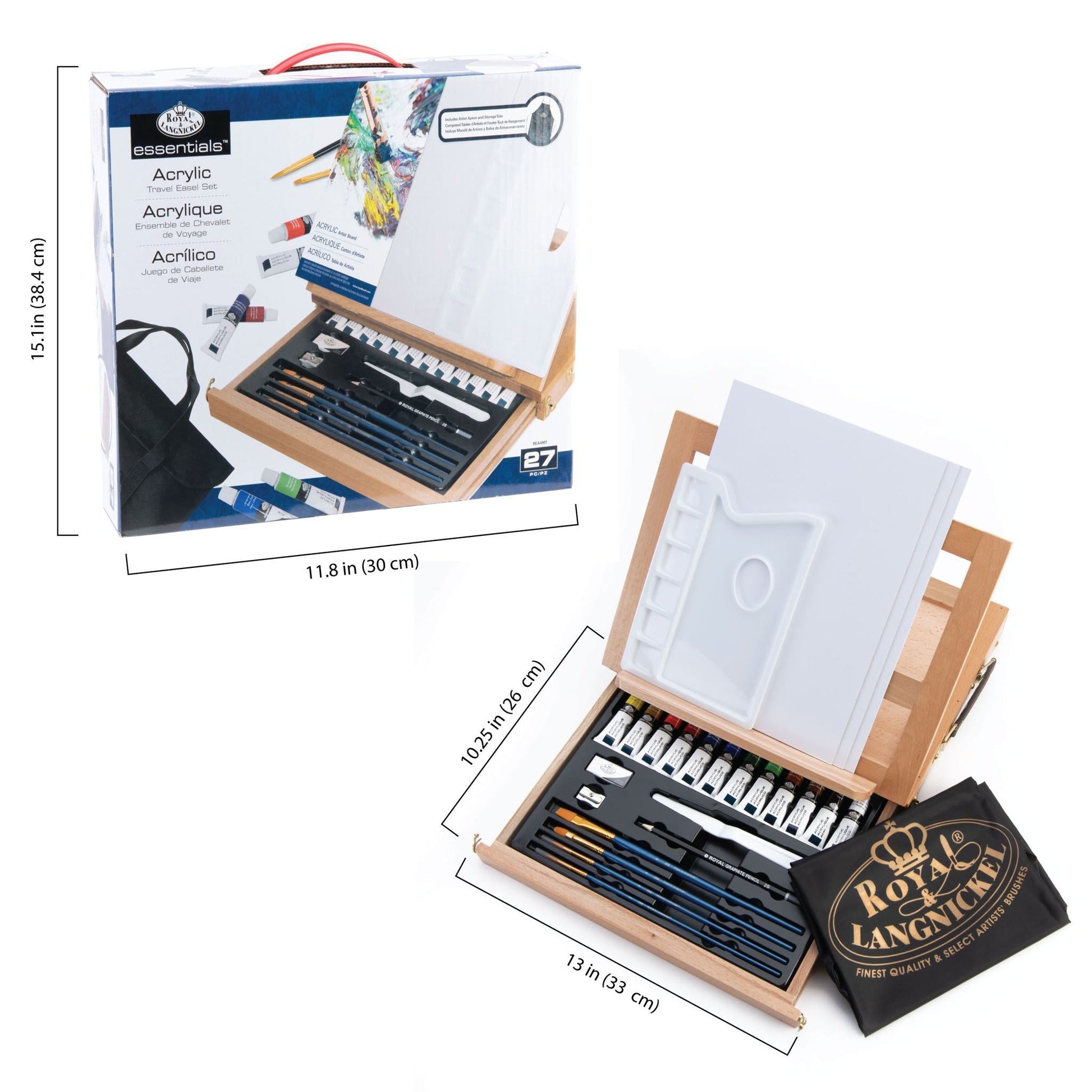 REA4901 - Essentials™ 27pc Acrylic Painting Travel Easel Art Set infographic 2