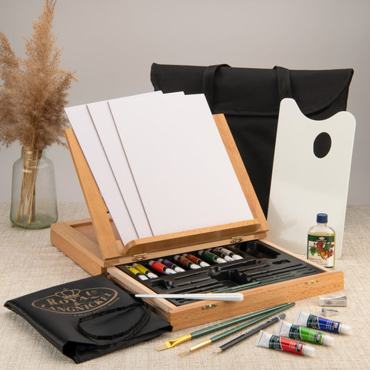 REA4903 - Essentials™ 28pc Oil Painting Travel Easel Art Set glam 2