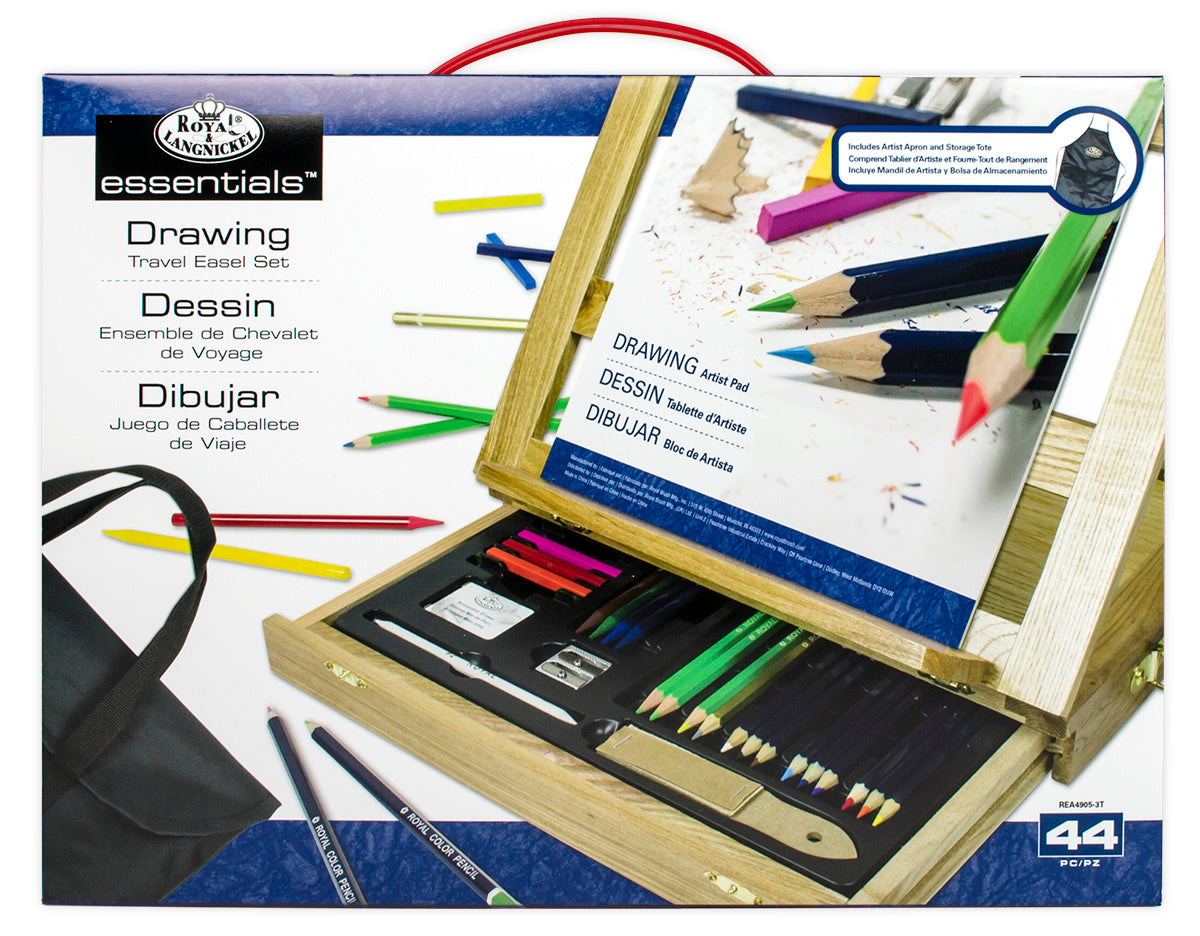 REA4905 | Essentials™ 44pc Drawing Travel Easel Art Set