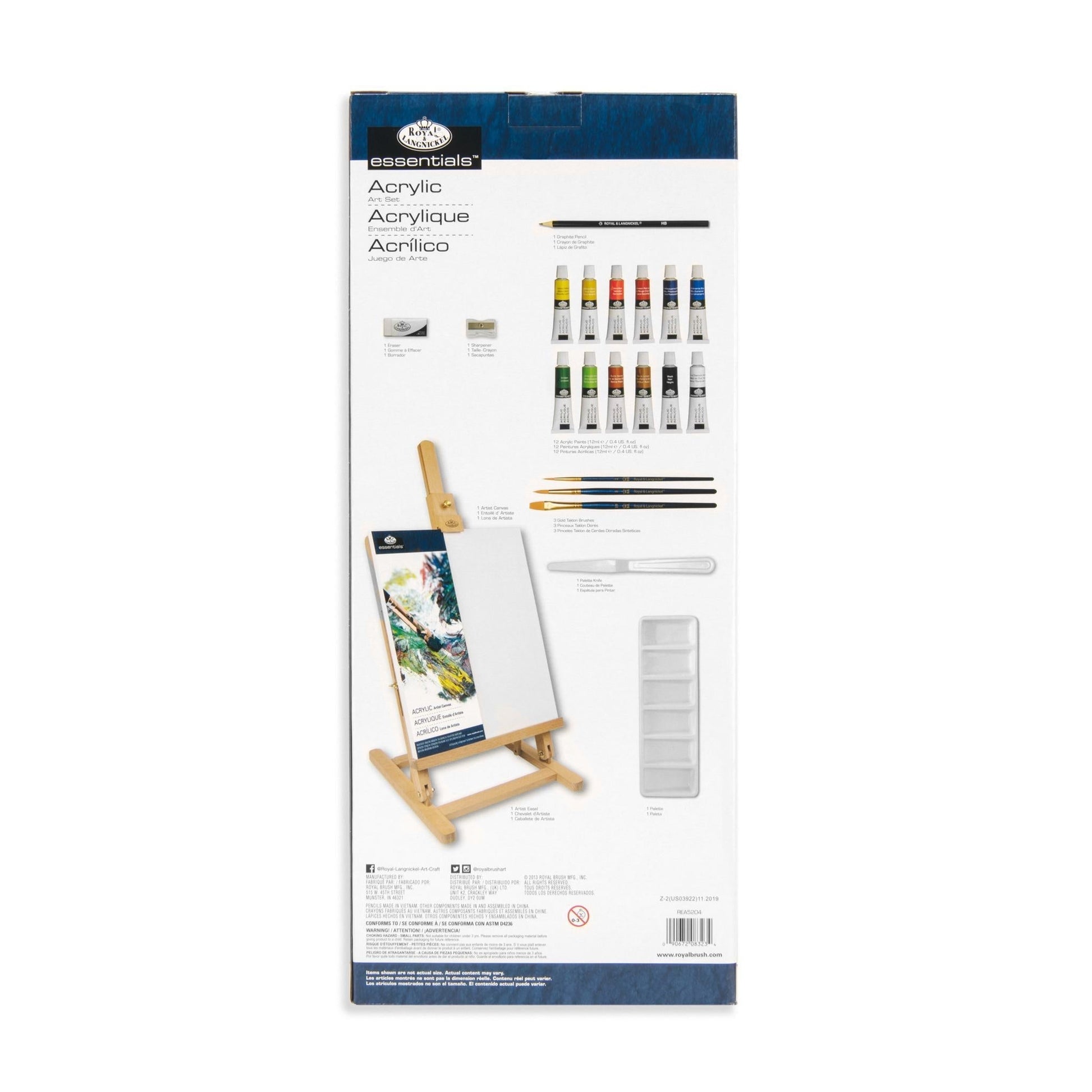 REA5204 - Acrylic Paint H-Frame Easel Art Set - 22pc packaging back