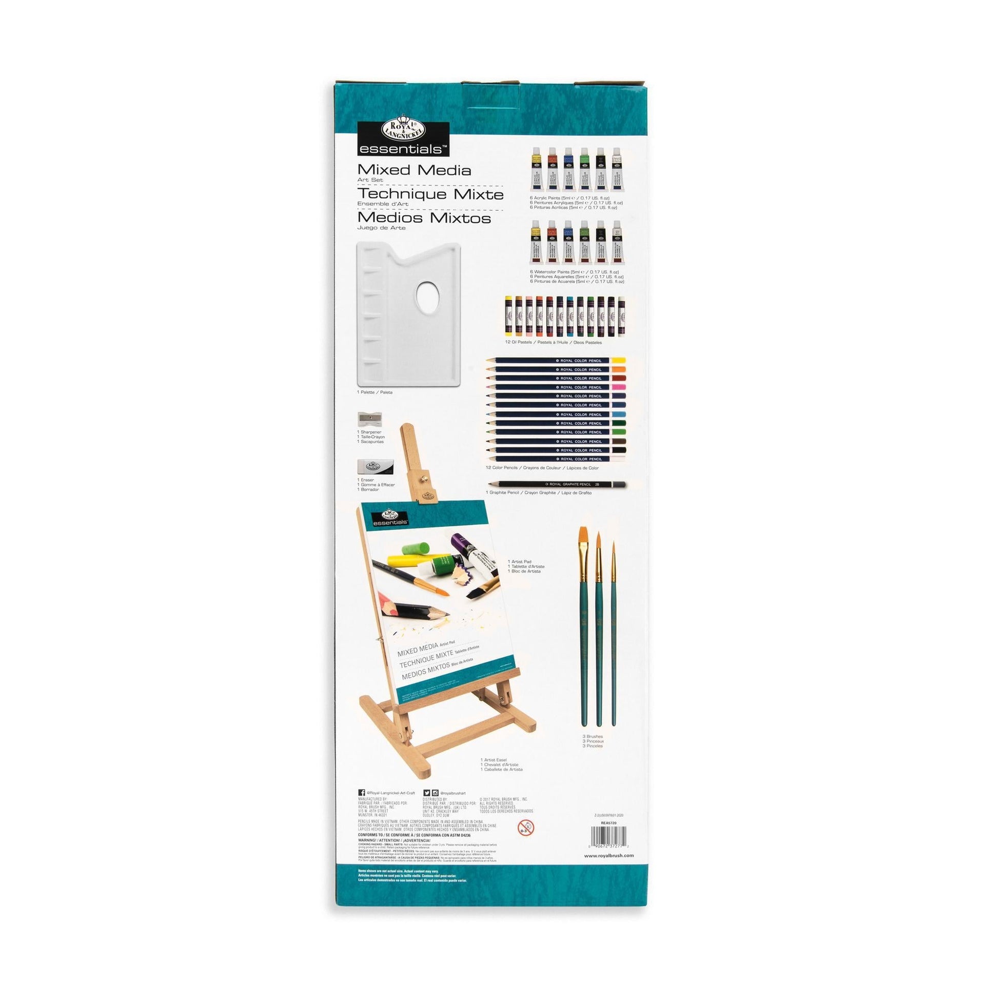 REA5720 - Mixed Media H-Frame Easel Art Set - 45pc packaging back