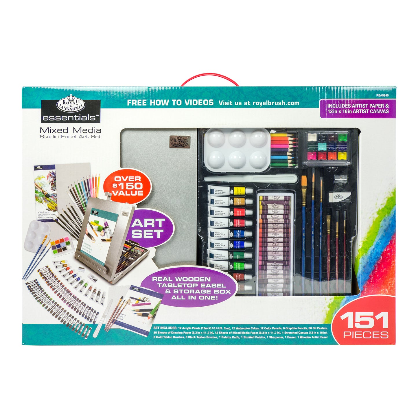 PDQ-REA5995 | 5-pack 150pc Mixed Media Artist Easel Set PDQ