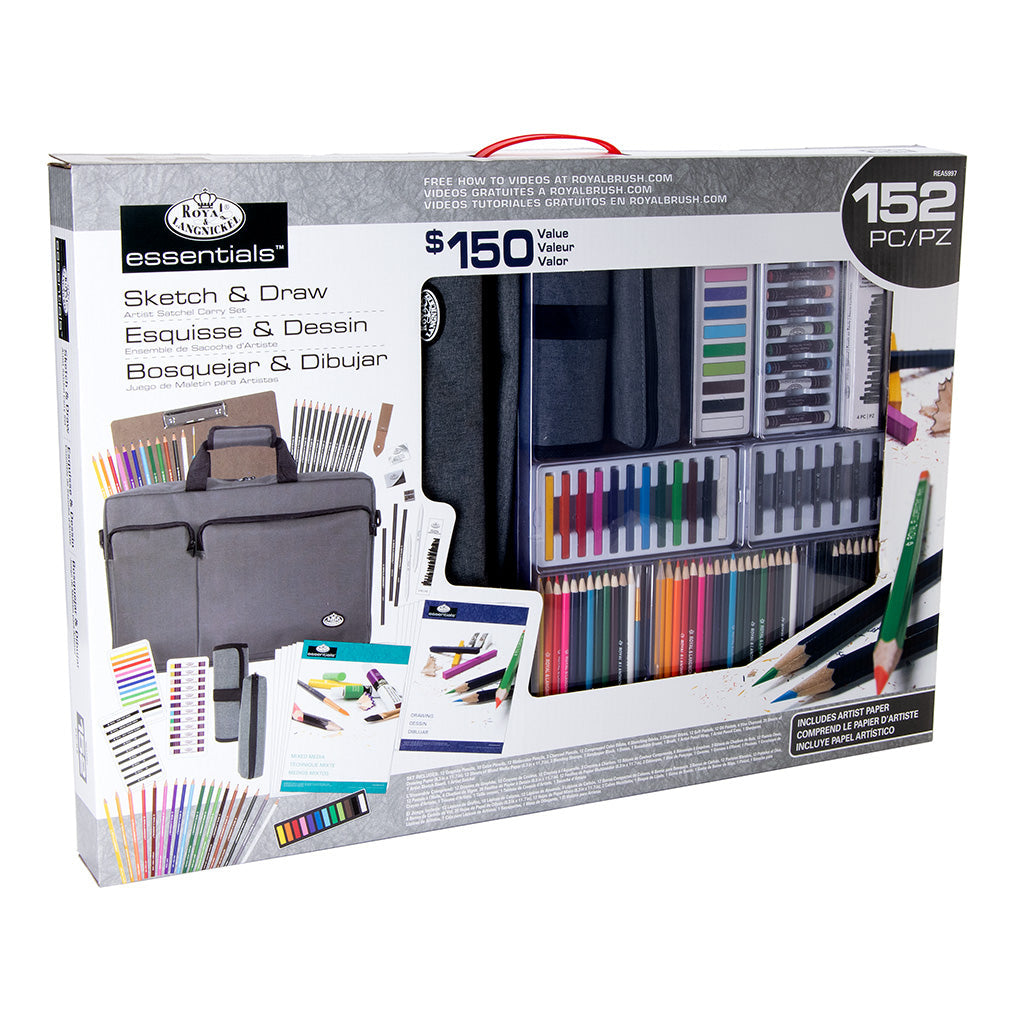 REA5997 - Essentials™ 152pc Sketch & Draw Artist Satchel Carry Set