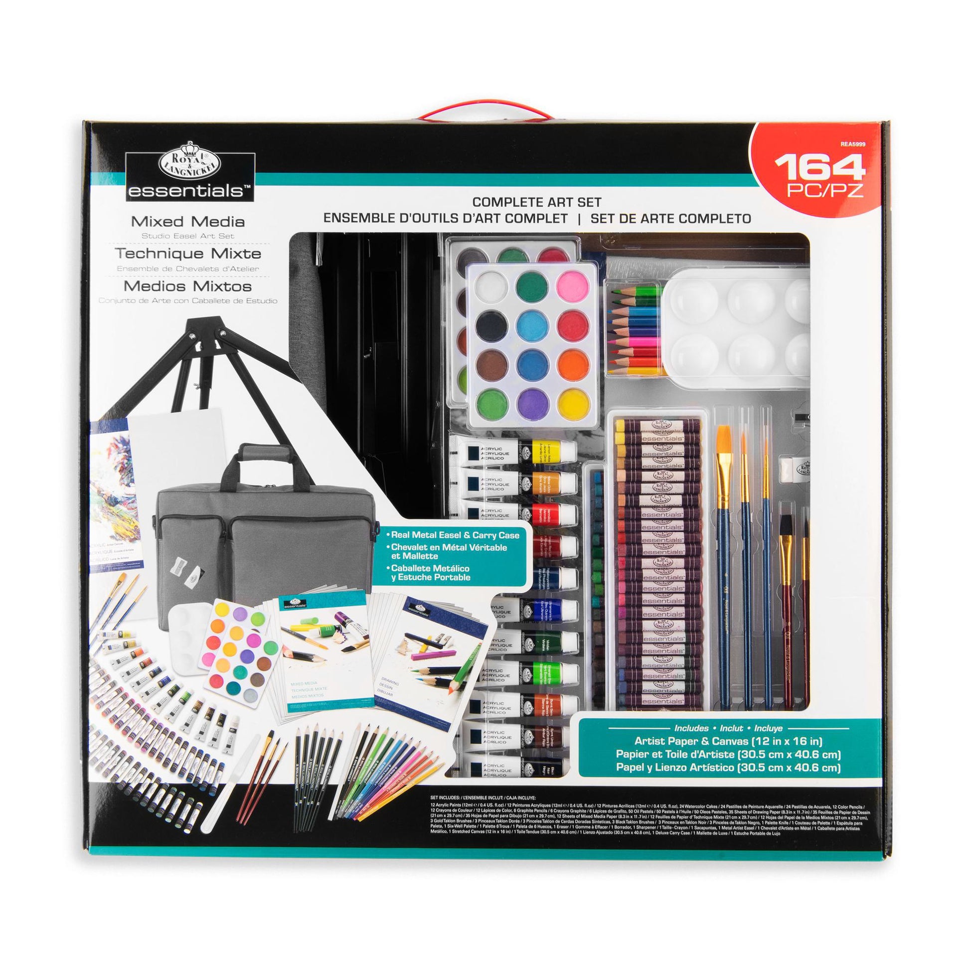 REA5999 - 164pc Mixed Media Artist Satchel Carry Set packaging front