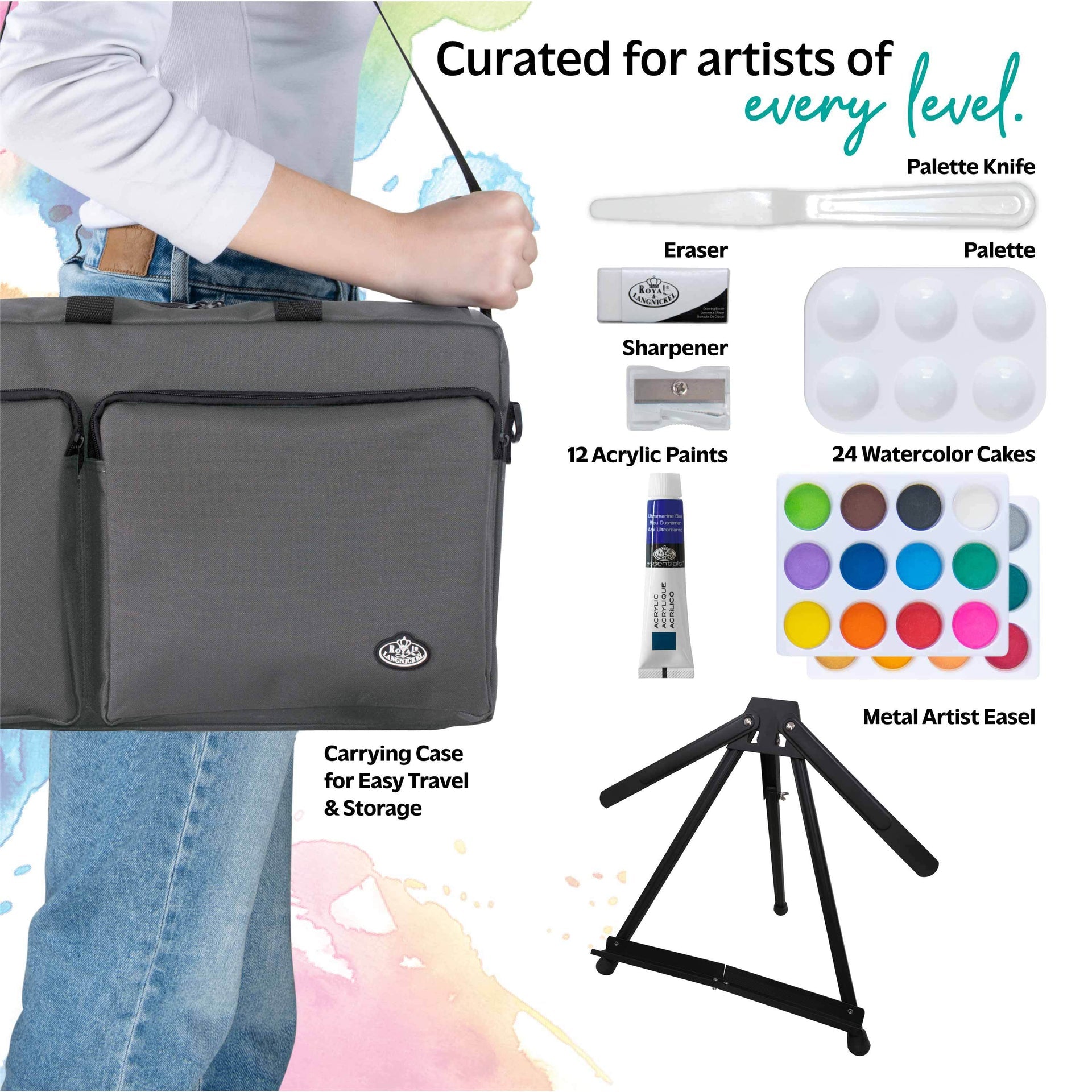 REA5999 | 164pc Mixed Media Artist Satchel Carry Set – Royal
