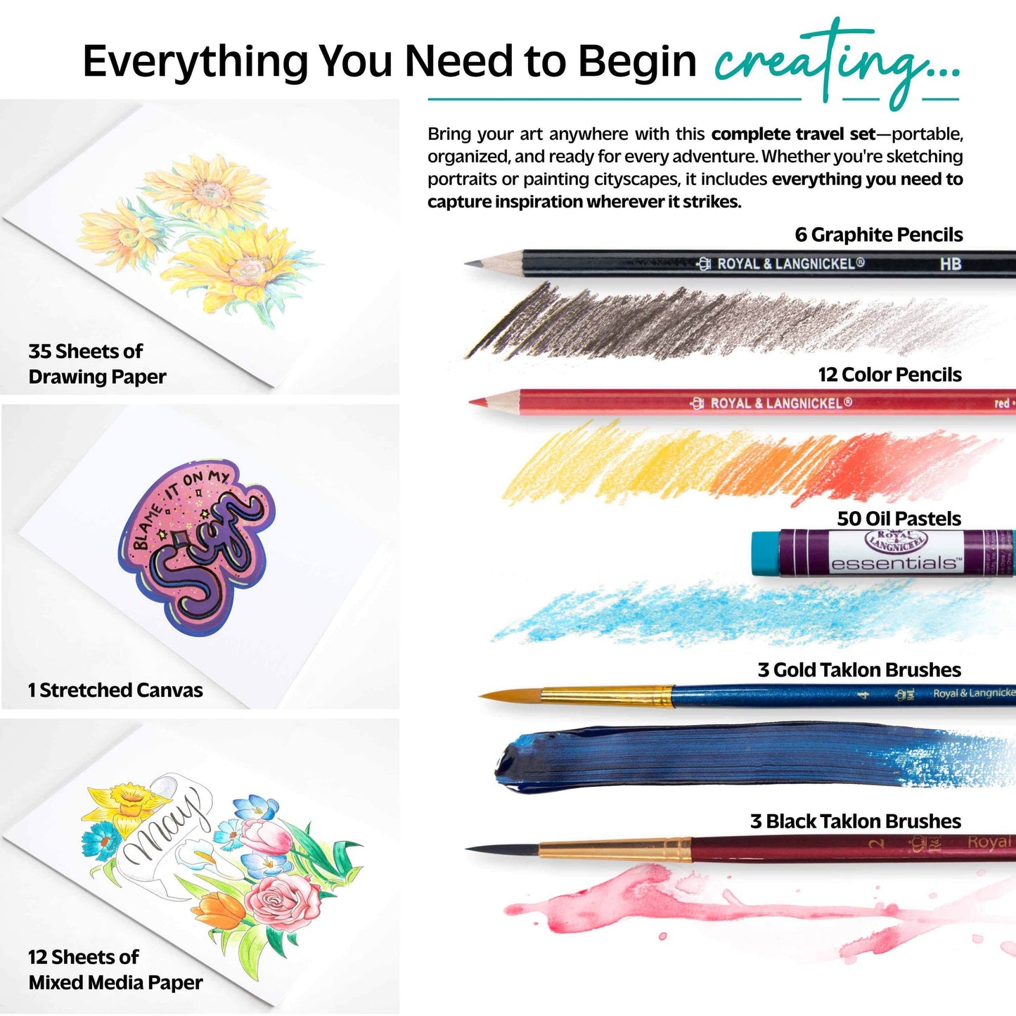 REA5999 | 164pc Mixed Media Artist Satchel Carry Set