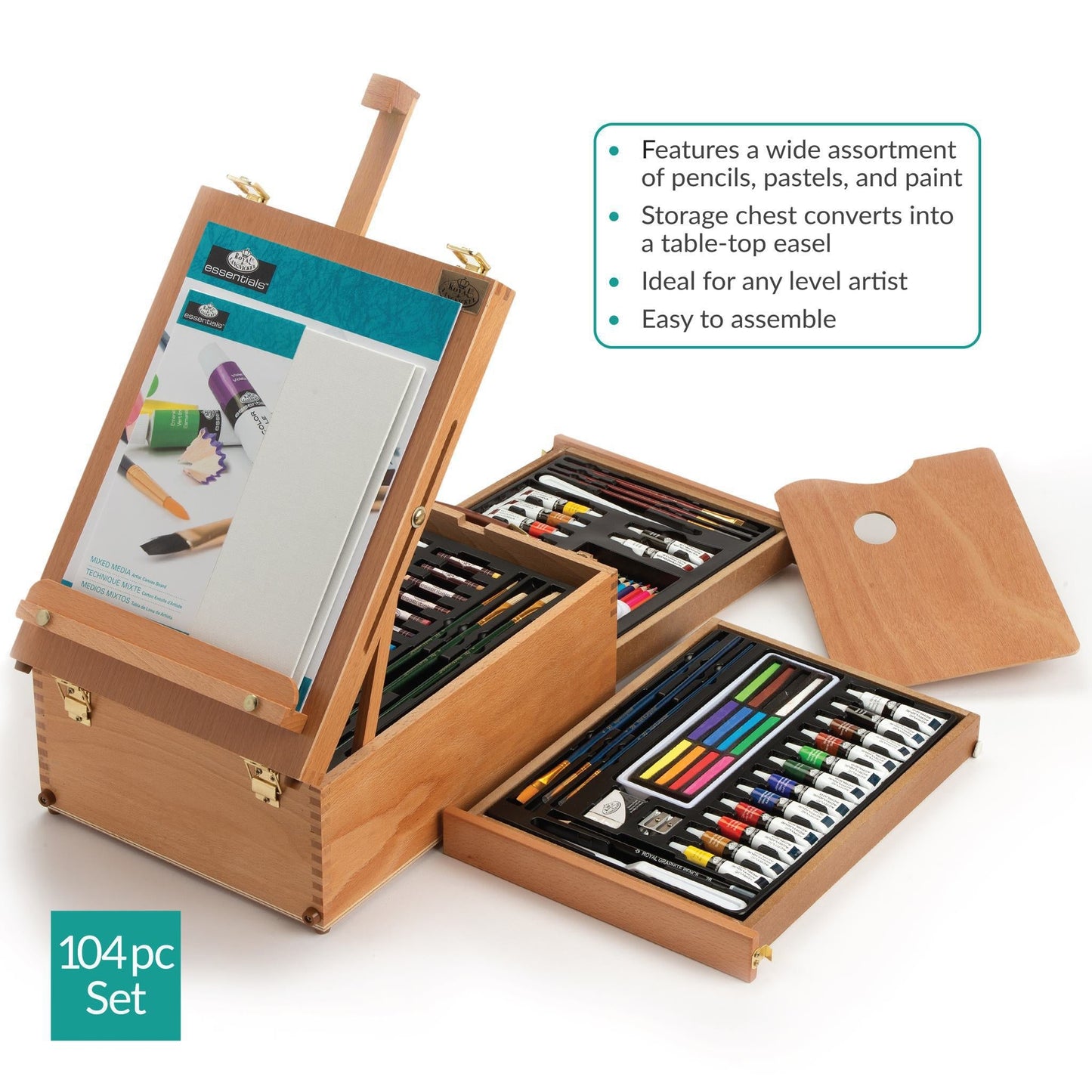 REA6000 - Mixed Media Artist Easel Set - 104pc infographic 1