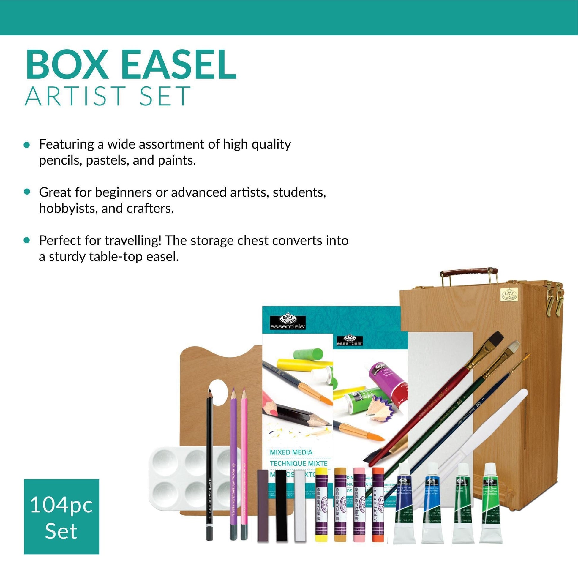 REA6000 - Mixed Media Artist Easel Set - 104pc infographic 4