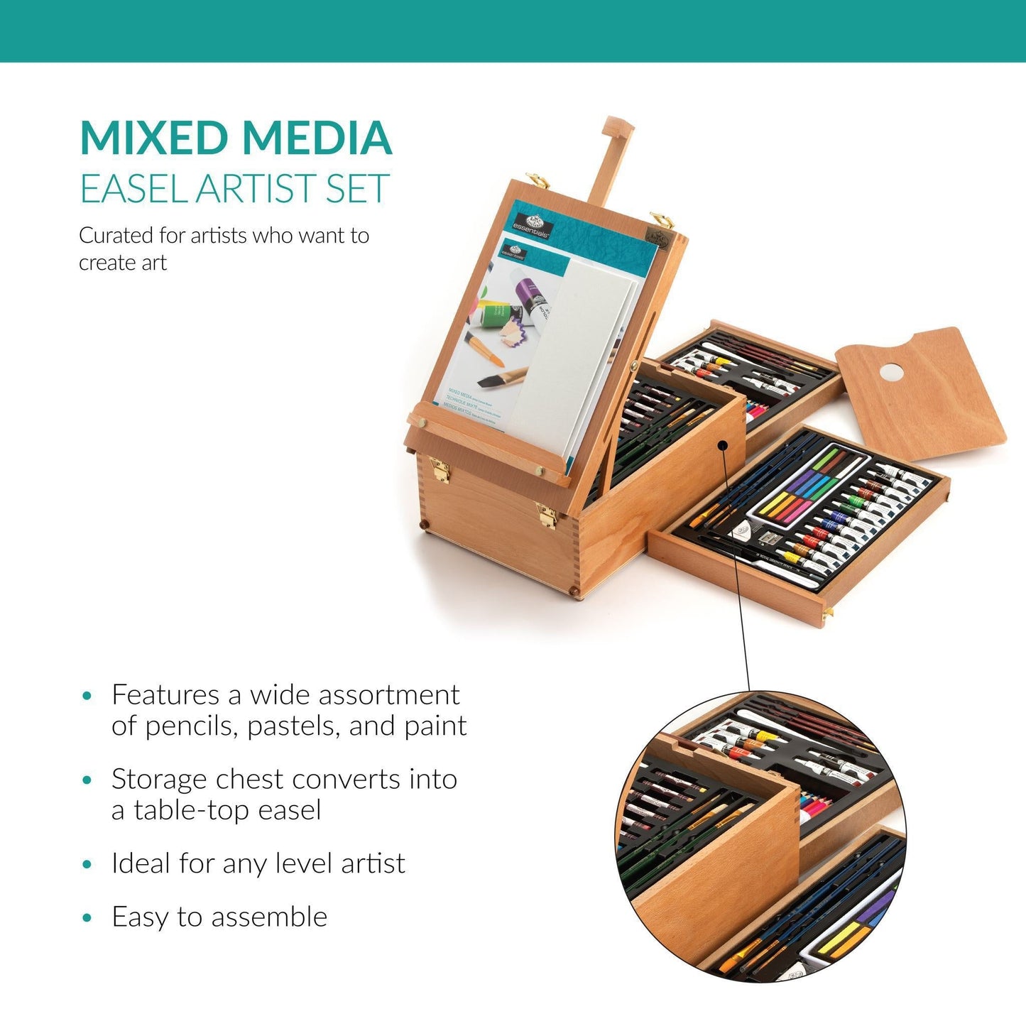 REA6000 - Mixed Media Artist Easel Set - 104pc infographic 5