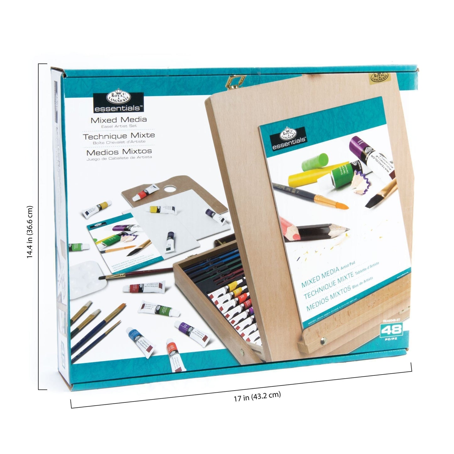 REA6048 - Mixed Media Artist Easel Set - 48pc infographic 1