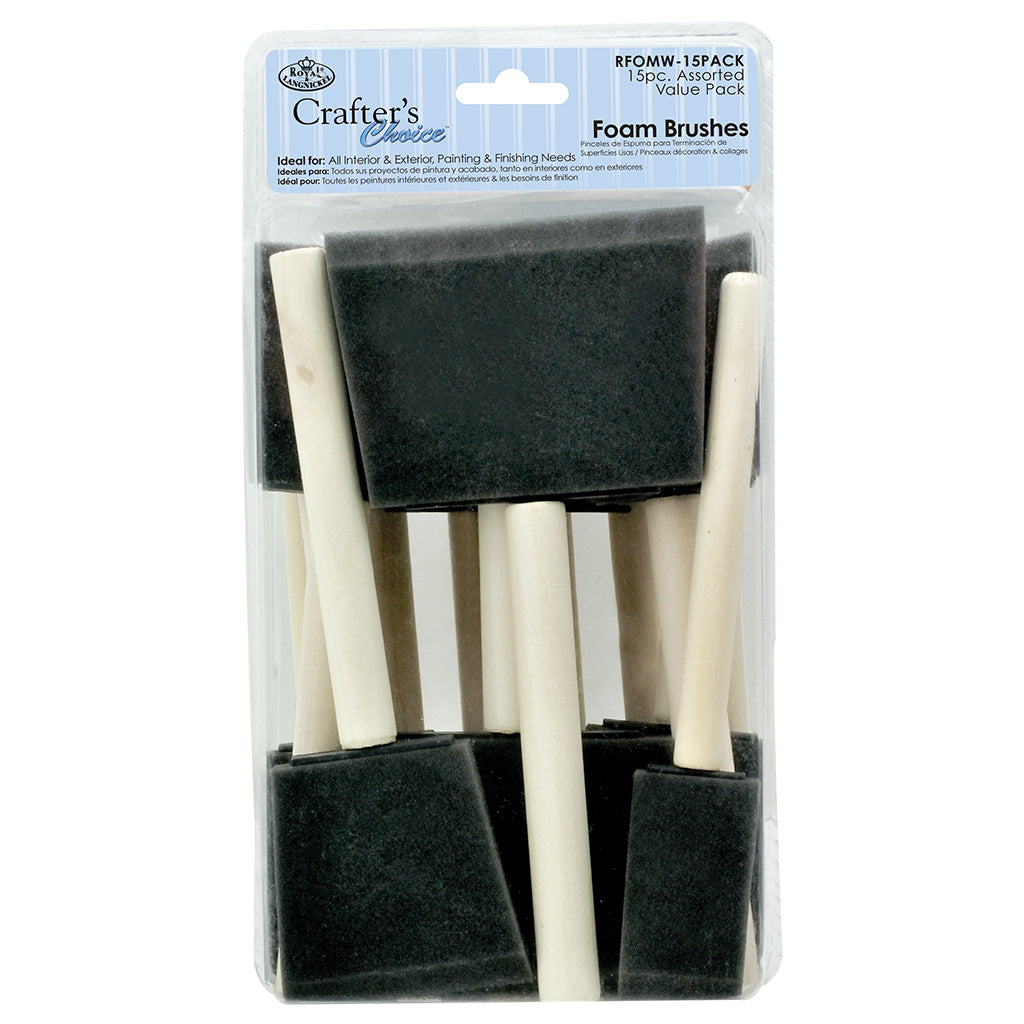 RFOMW-15PACK - Crafter's Choice™ 15pc Assorted Foam Brush Set