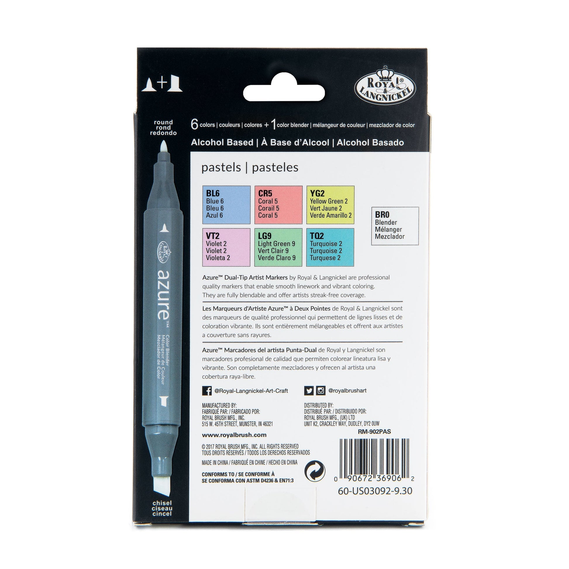 RM-902PAS - Pastel Color Marker Set - 7pc packaging back