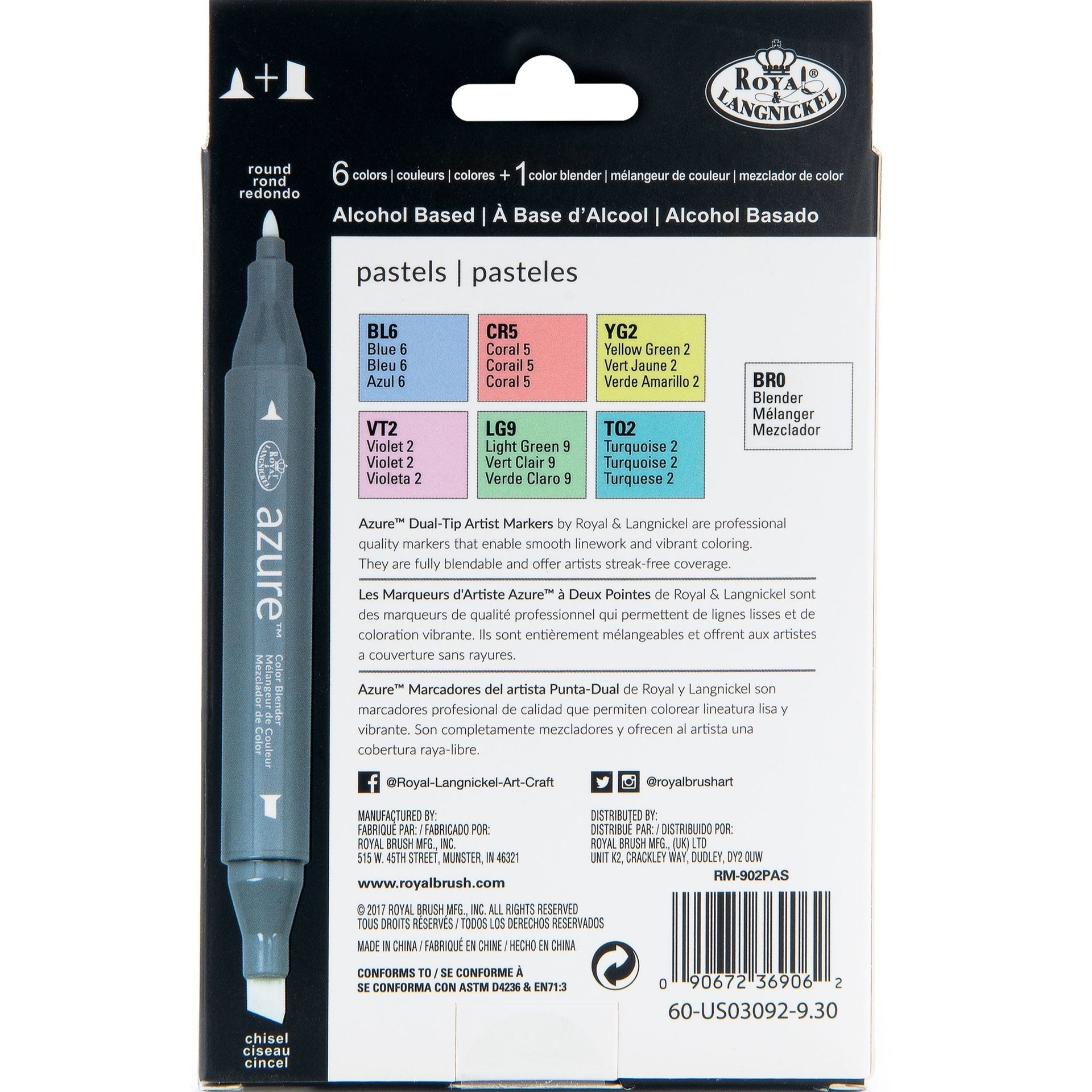 RM-902PAS - Pastel Color Marker Set - 7pc packaging back