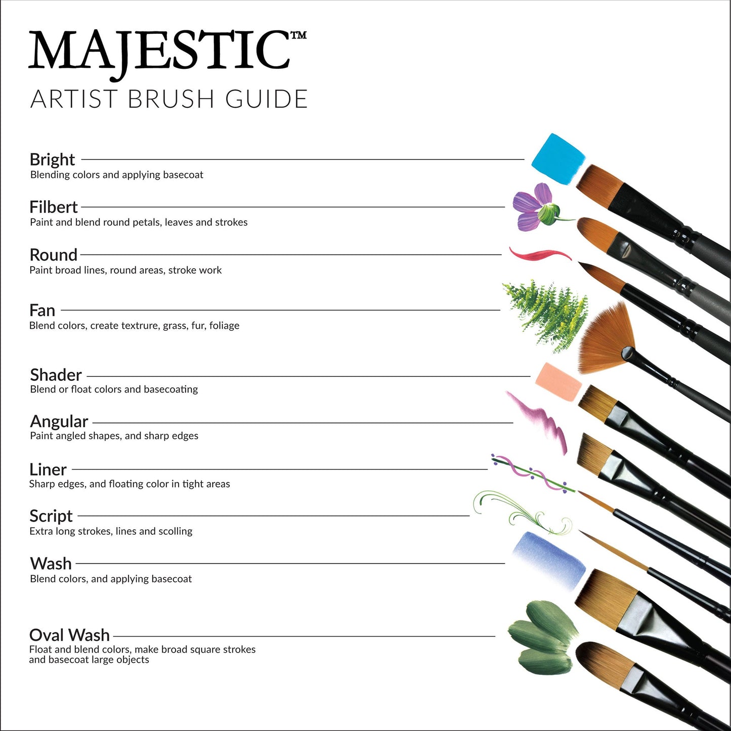 RMAJ-301 - Majestic™ 7pc Angular Brush Set infographic 2