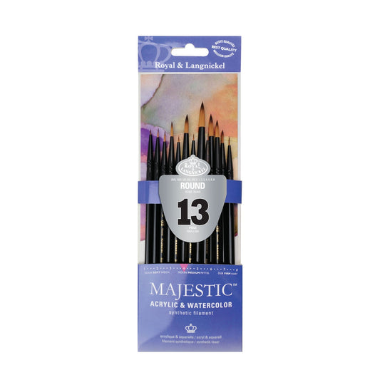 RMAJ-304 - Majestic™ 13pc Standard Handle Acrylic & Watercolor Round Brush Set packaging front