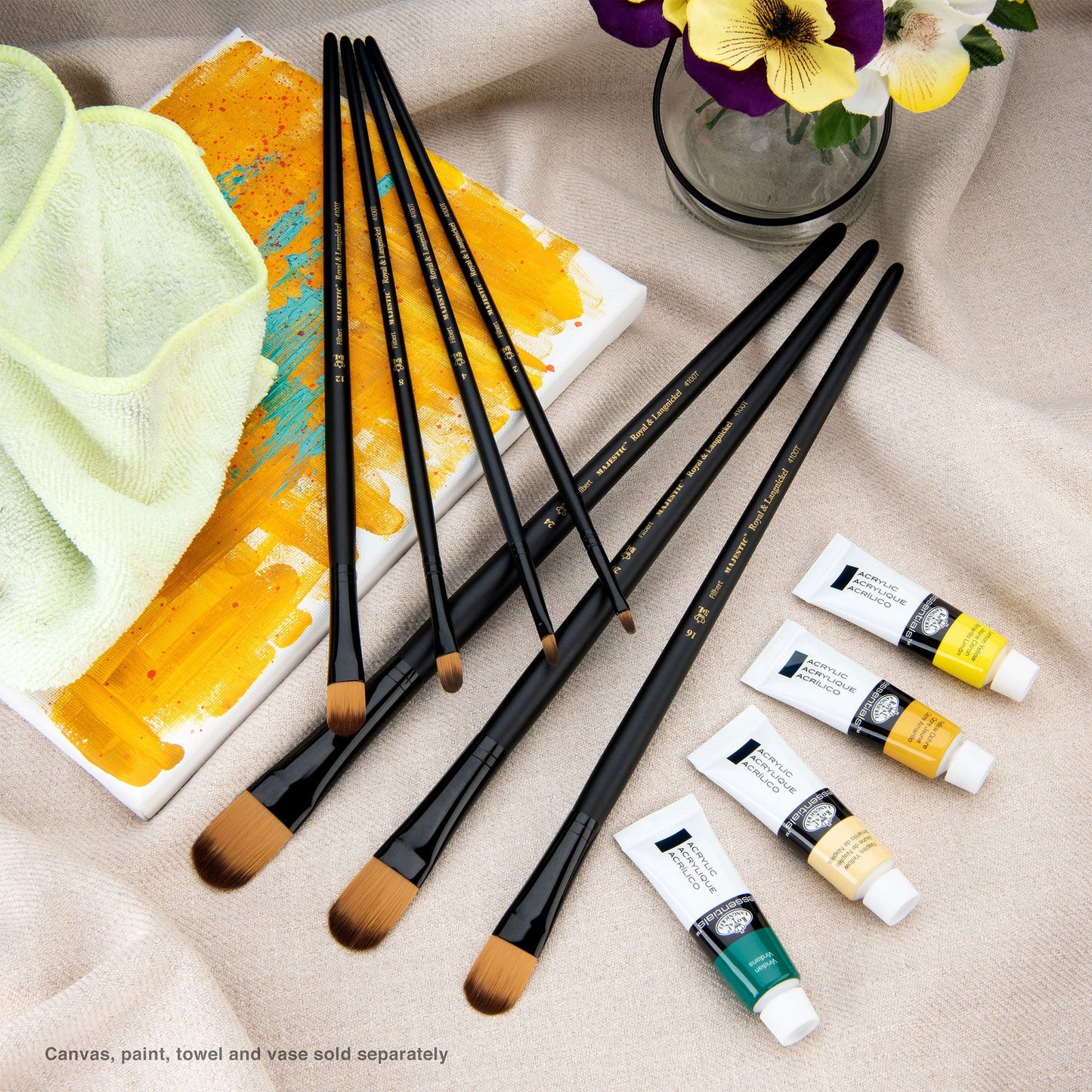 RMAJ-403 - Majestic™ 7pc Long Handle Acrylic & Oil Filbert Brush Set glam 1