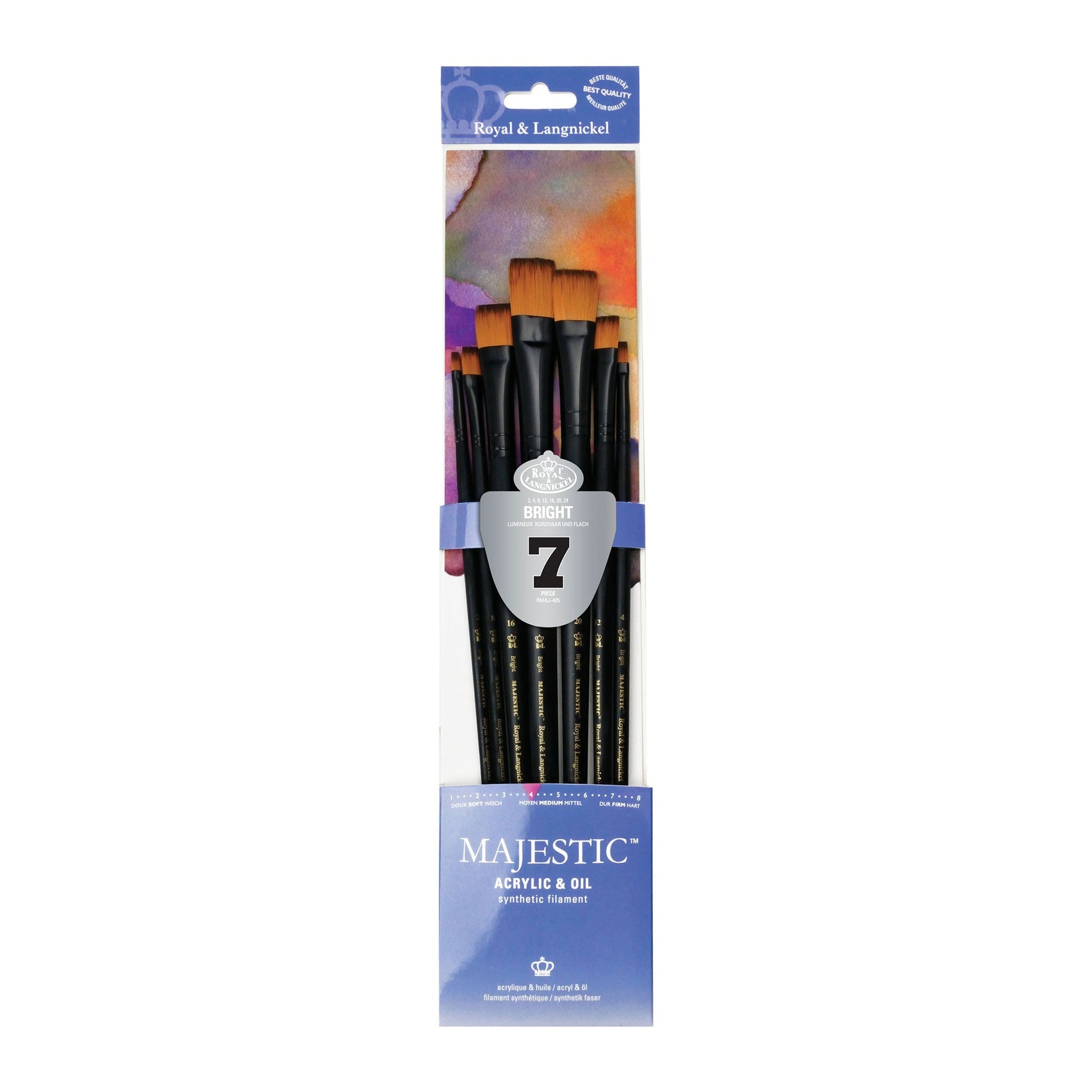 RMAJ-405 - Majestic™ 7pc Long Handle Acrylic & Oil Bright Brush Set packaging front