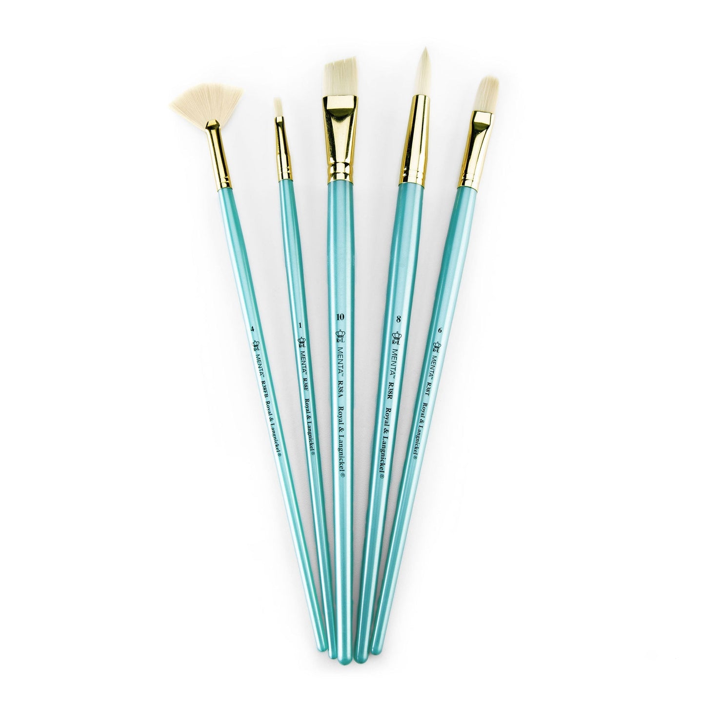 RMEN-SET382 - Menta™ 5pc Synthetic White Bristle Variety Acrylic & Oil Brush Set glam 3