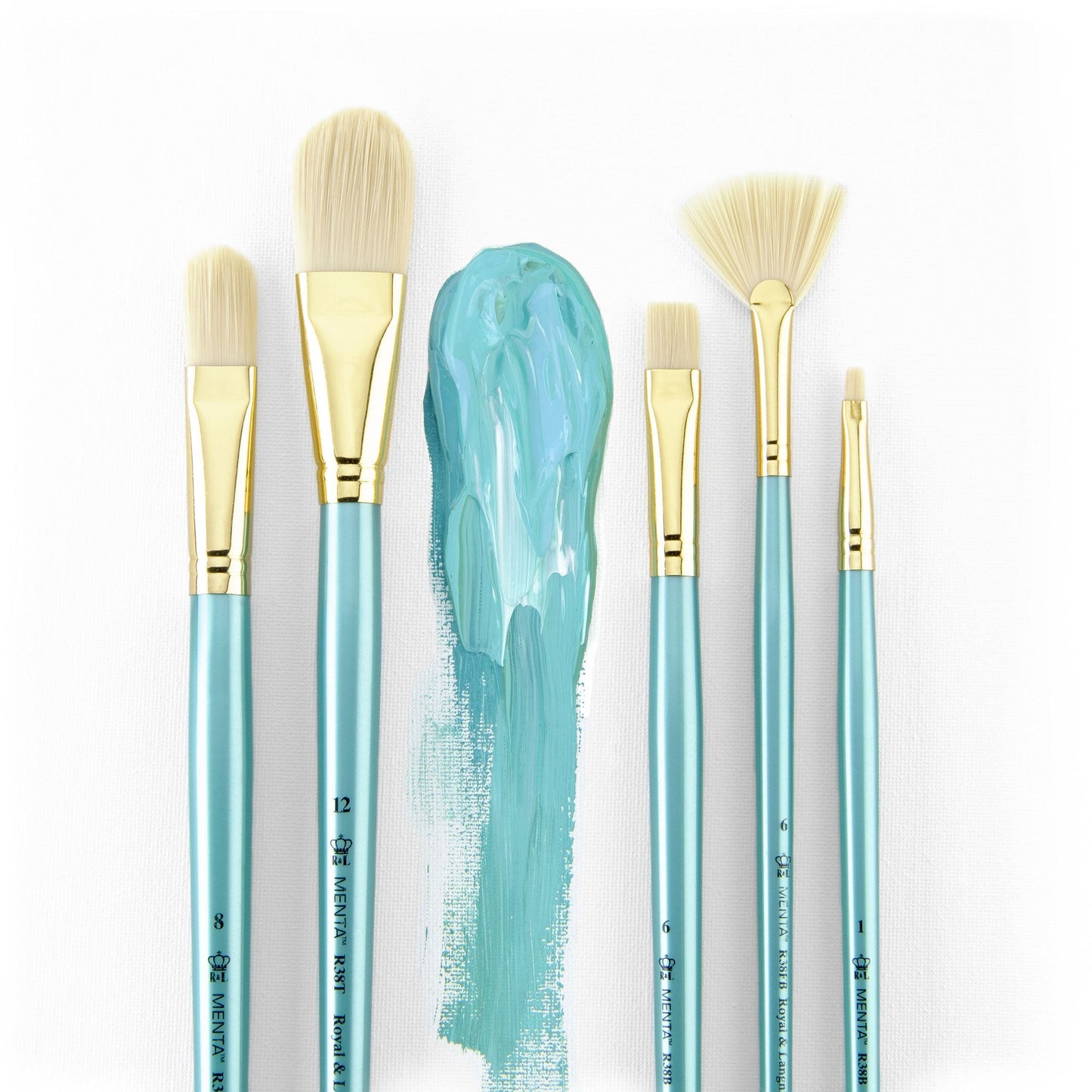 RMEN-SET381 - Menta™ 5pc Synthetic White Bristle Variety Acrylic & Oil Brush Set glam 2