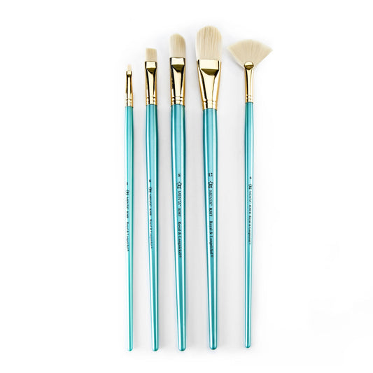 RMEN-SET381 - Menta™ 5pc Synthetic White Bristle Variety Acrylic & Oil Brush Set