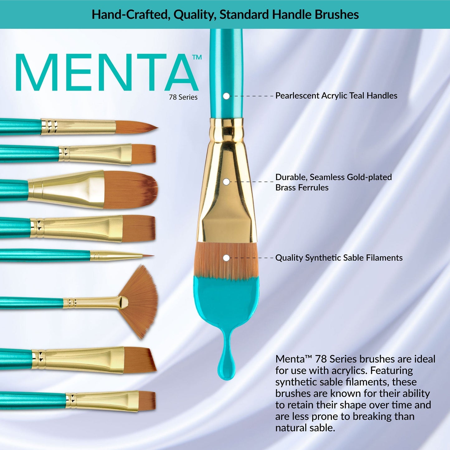 RMEN-SET781 - Menta™ 5pc Synthetic Sable Variety Acrylic Brush Set infographic 1