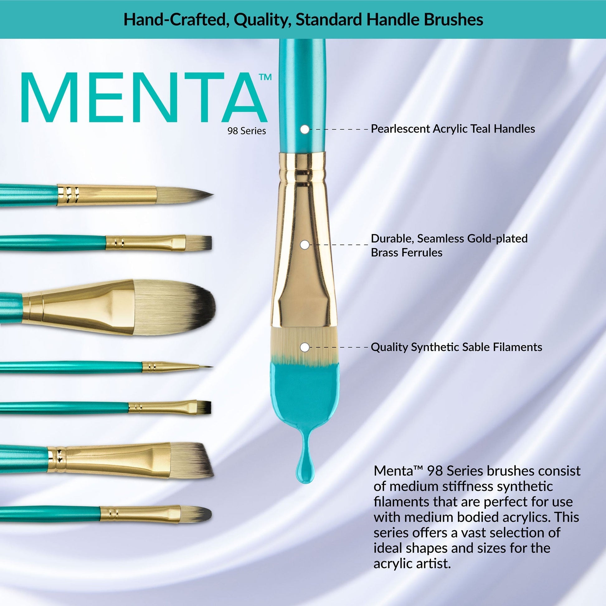 RMEN-SET981 - Menta™ 5pc Synthetic Blend Variety Acrylic Brush Set infographic 1