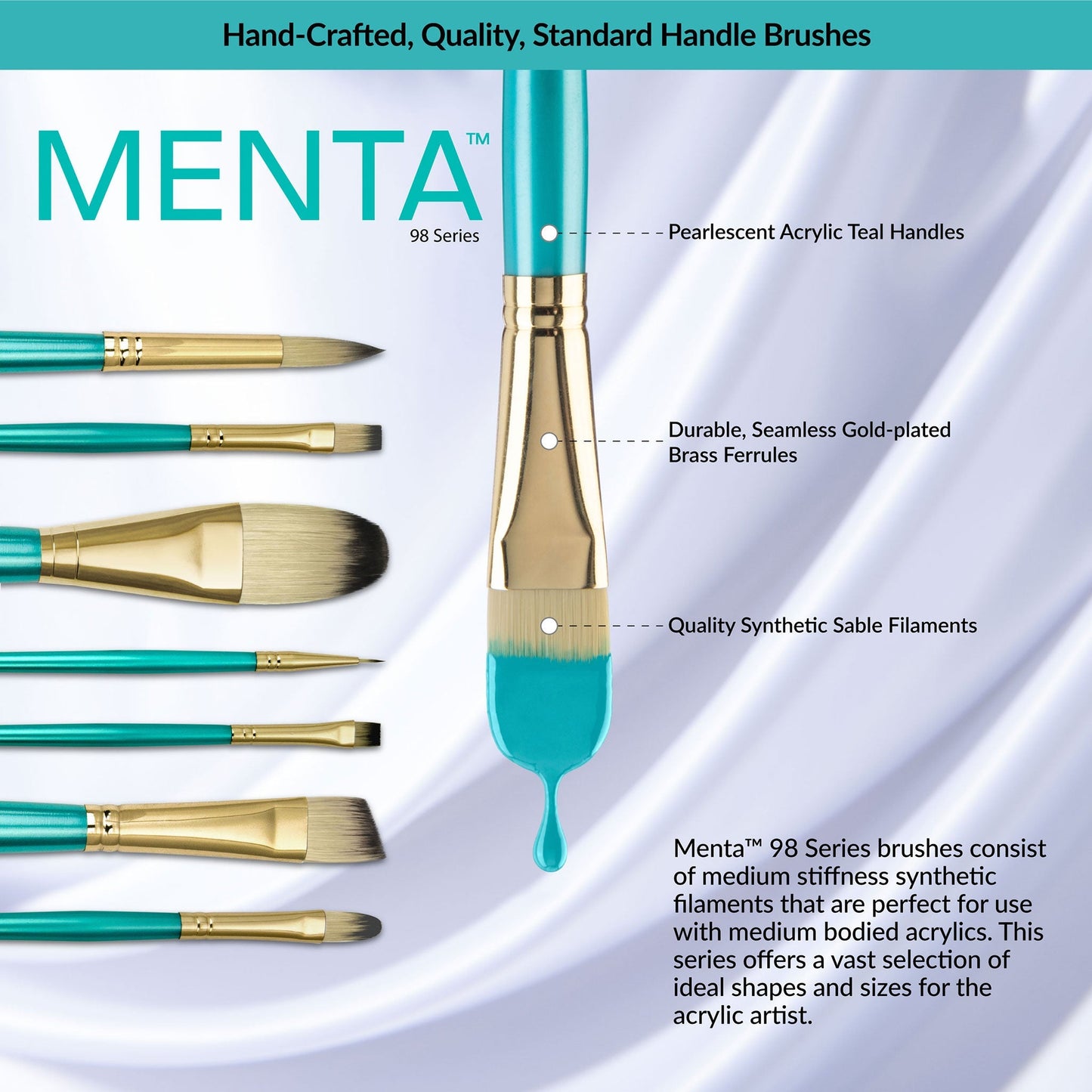 RMEN-SET982 - Menta™ 5pc Synthetic Blend Variety Acrylic Brush Set infographic 1